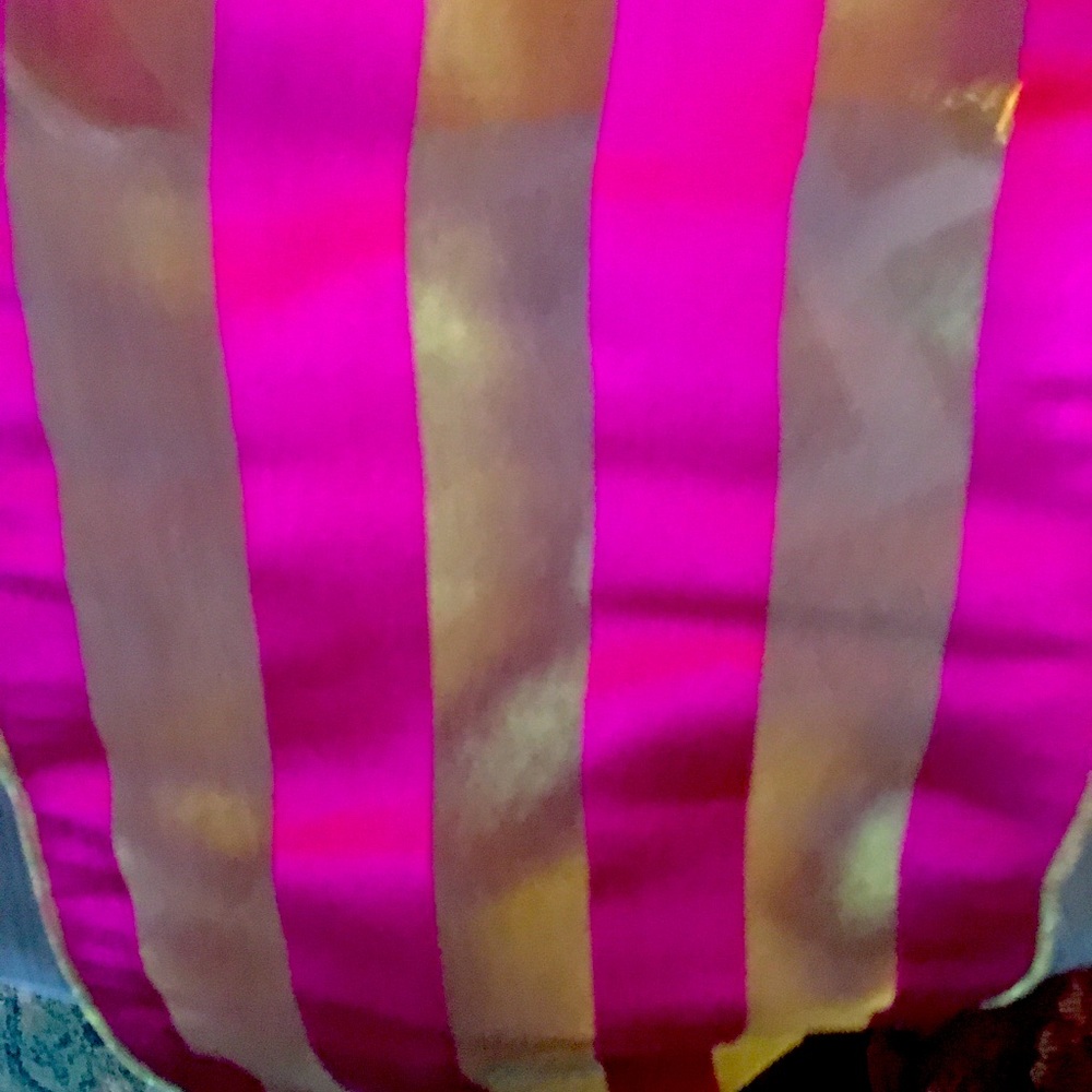 Vintage 6”wide gold & Fushia ribbon